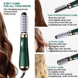 3x1 Hot/Cold Hair Dryer Brush Quick Drying Volumizer Curler Straightener 3 Combs